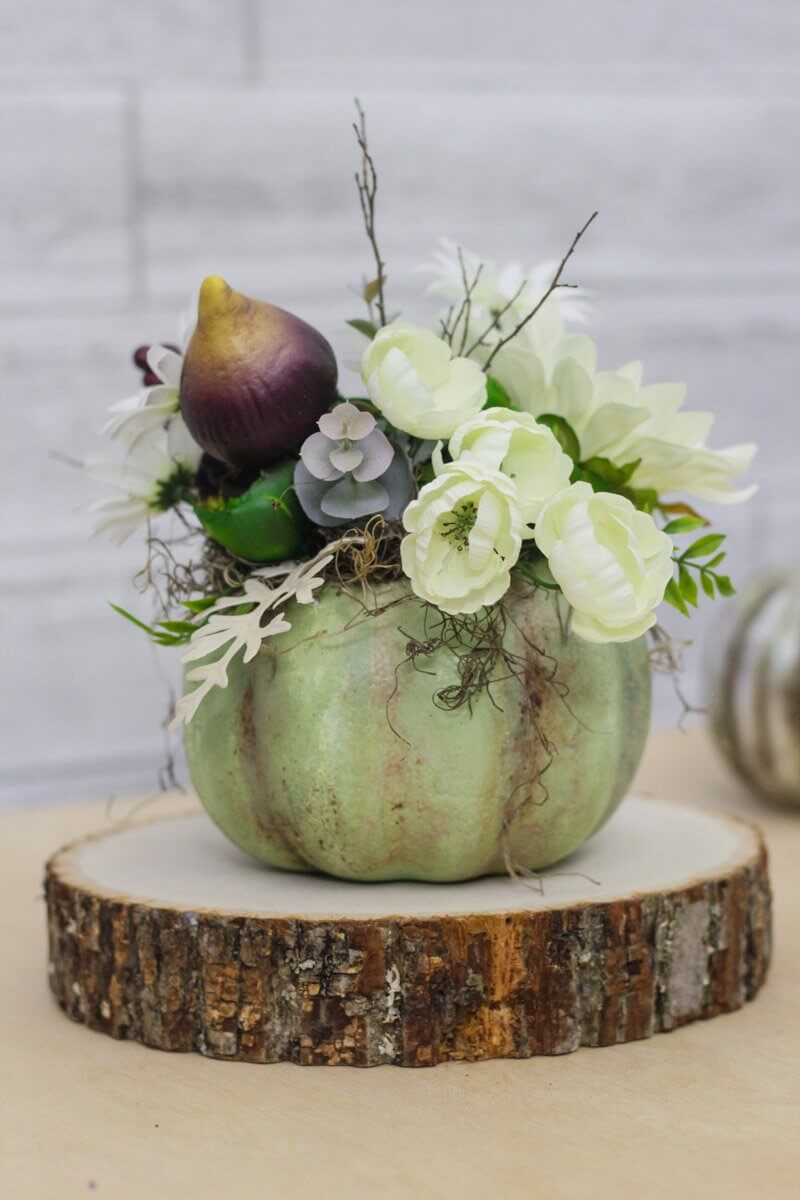 Handmade Floral Pumpkin Centerpiece Arrangement