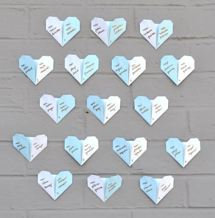 Using Two-Toned Origami Hearts as Seating Charts