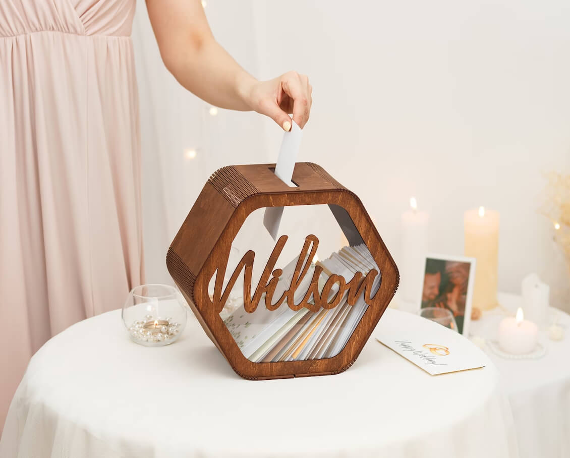Personalized Wooden Wedding Card Box