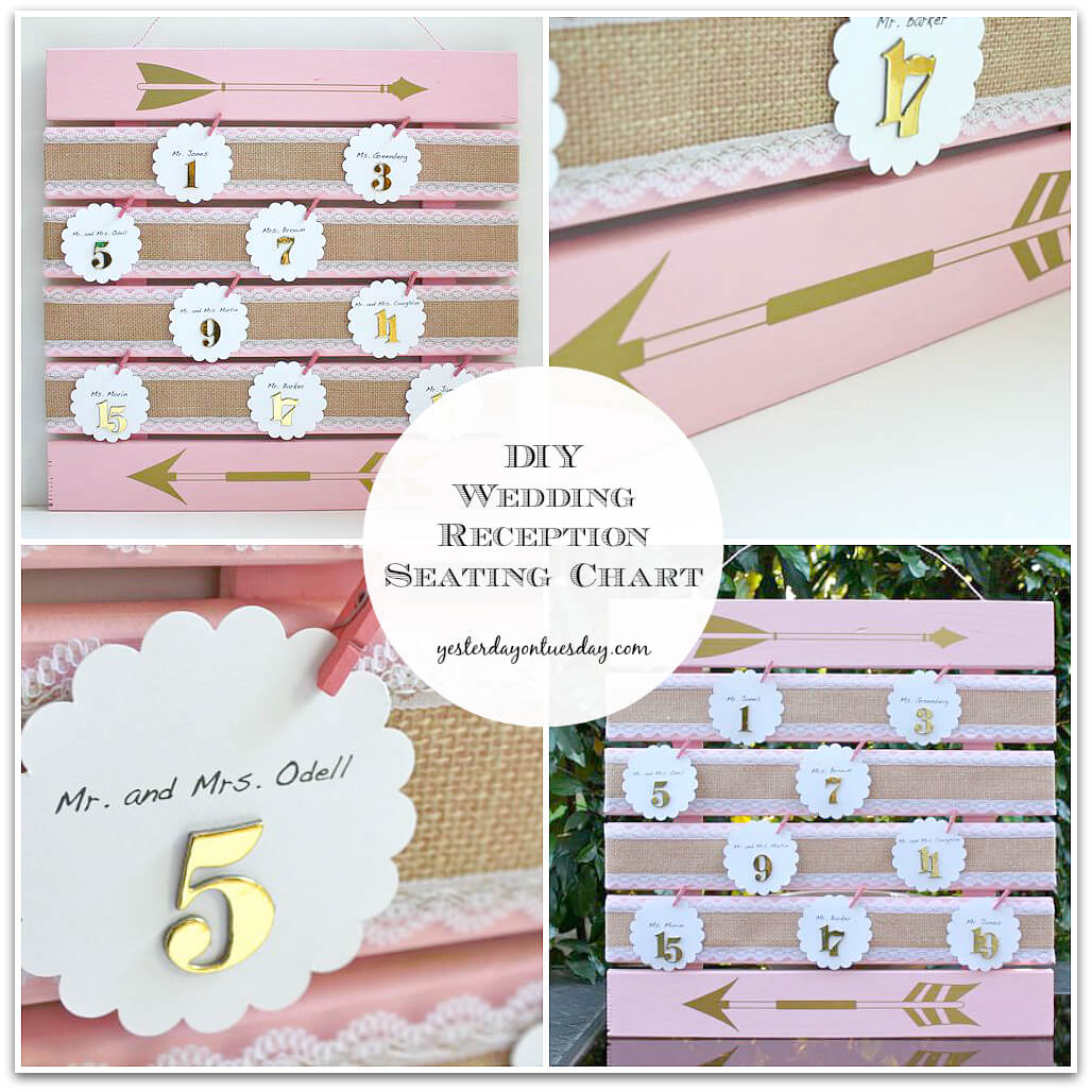 Pink and Gold Pallet Wedding Seating Chart