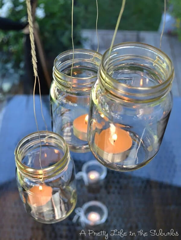 Simple Hanging Mason Jar Wedding Lanterns