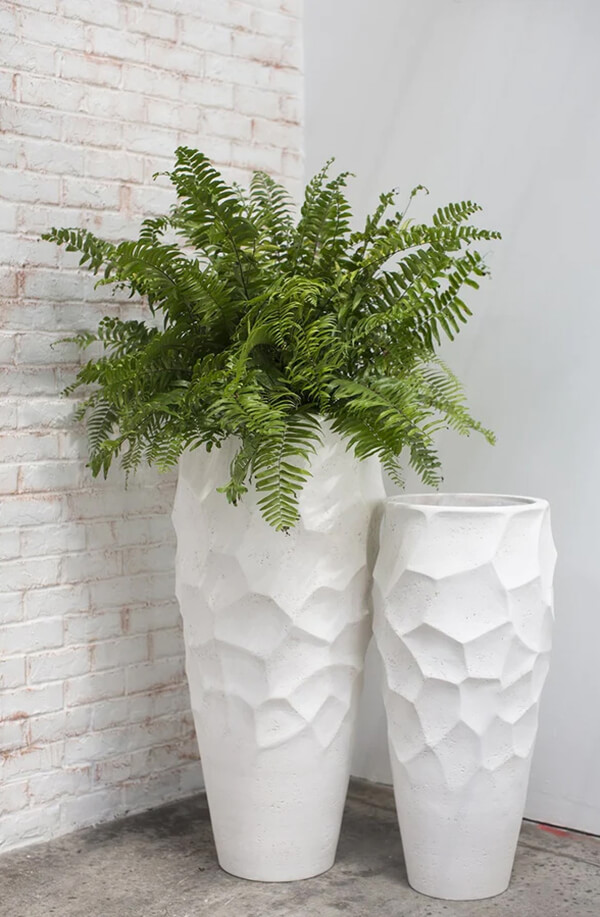Bright White Kurinuki-Inspired Planter Pots