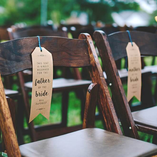 DIY Wedding Guest Reserved Chair Sign