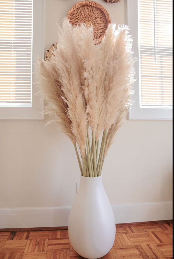 Filling a Vase with Fluffy Pampas Grass