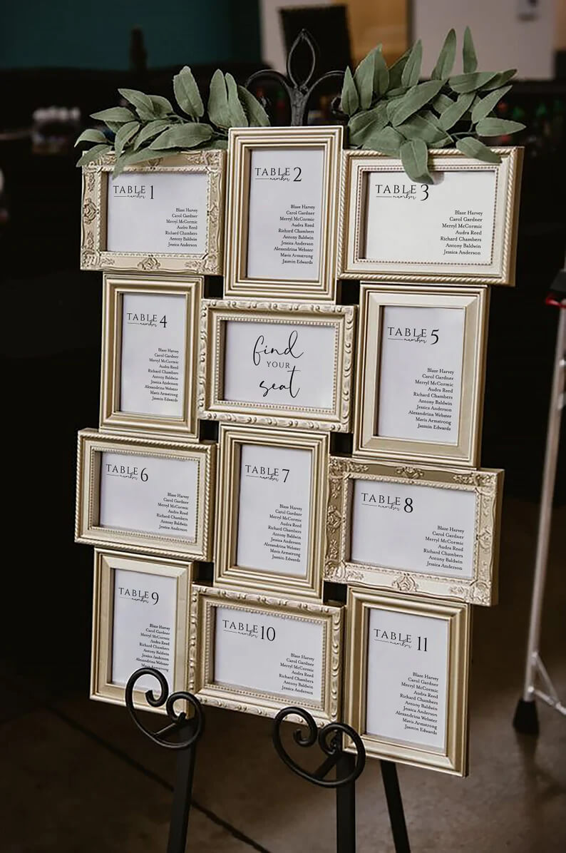 Horizontal and Vertical Picture Frame Seating Chart