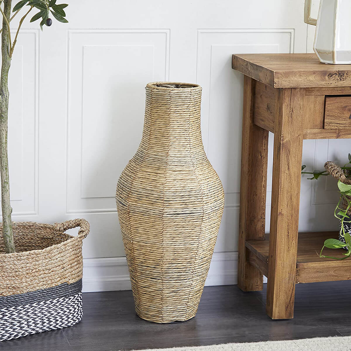 Woven Floor Vase with Coastal Vibes