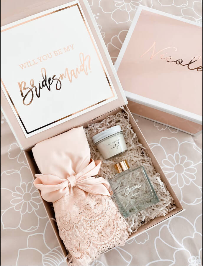 Rose Gold Foil Bridal Proposal Box