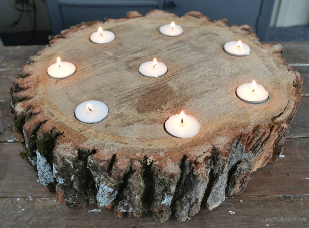 Wood Slice Candle Centerpiece Design