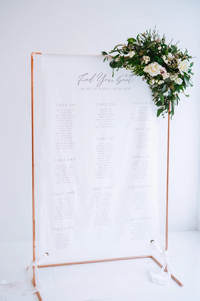 Unique Seating Chart Made from Linen