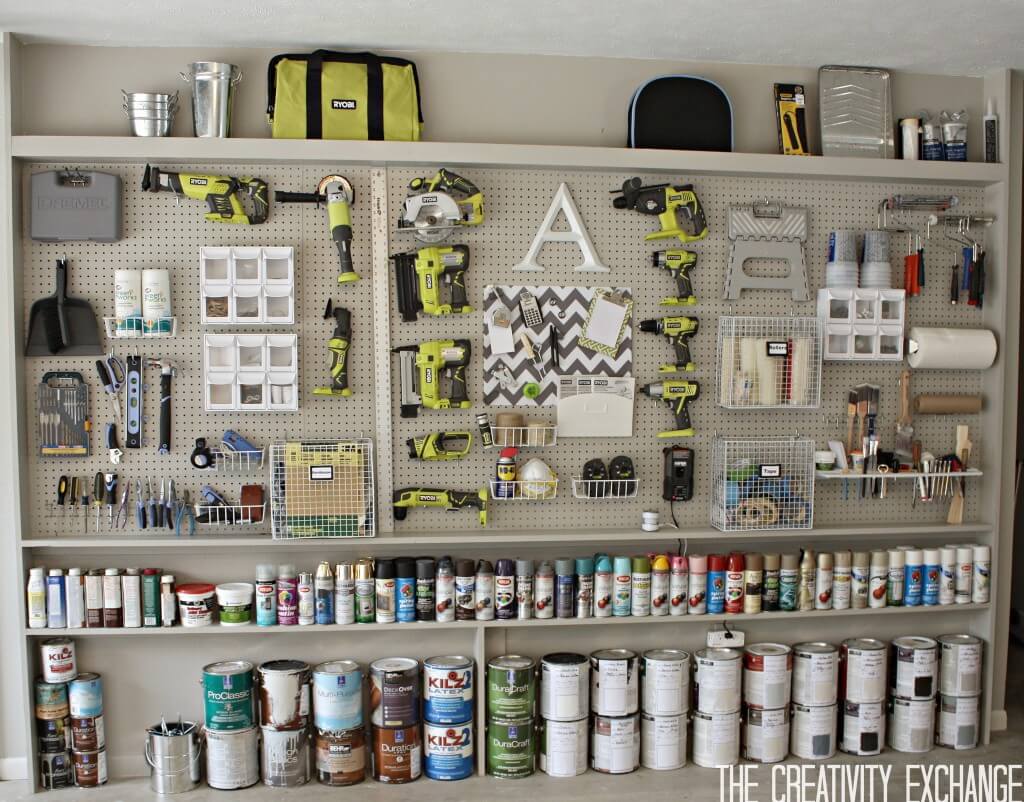 Creative Pegboard Tool Garage Organization