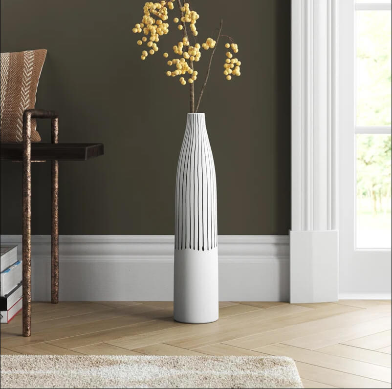 Modern Floor Vase Accented with Black Lines