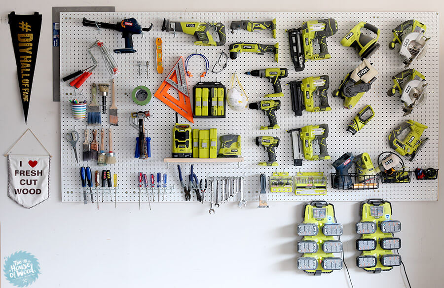 Orderly Garage Tool Pegboard Design