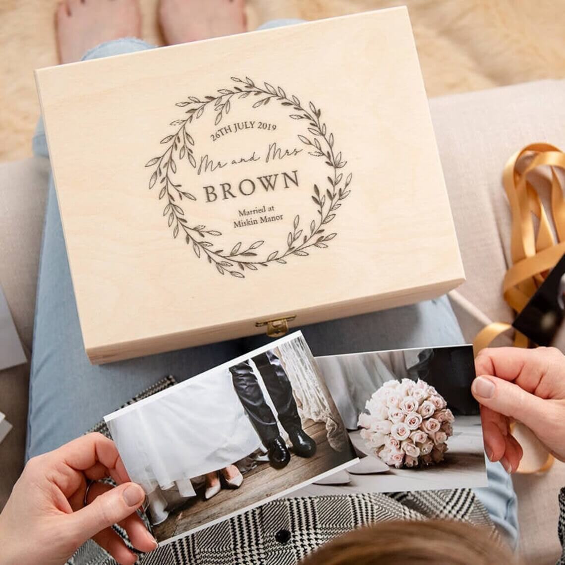 Personalized Wooden Wedding Keepsake Box