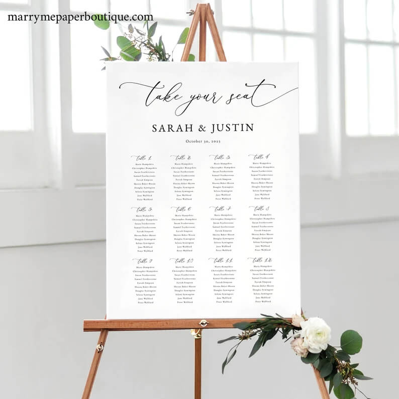 Printable Wedding Seating Plan Poster Template