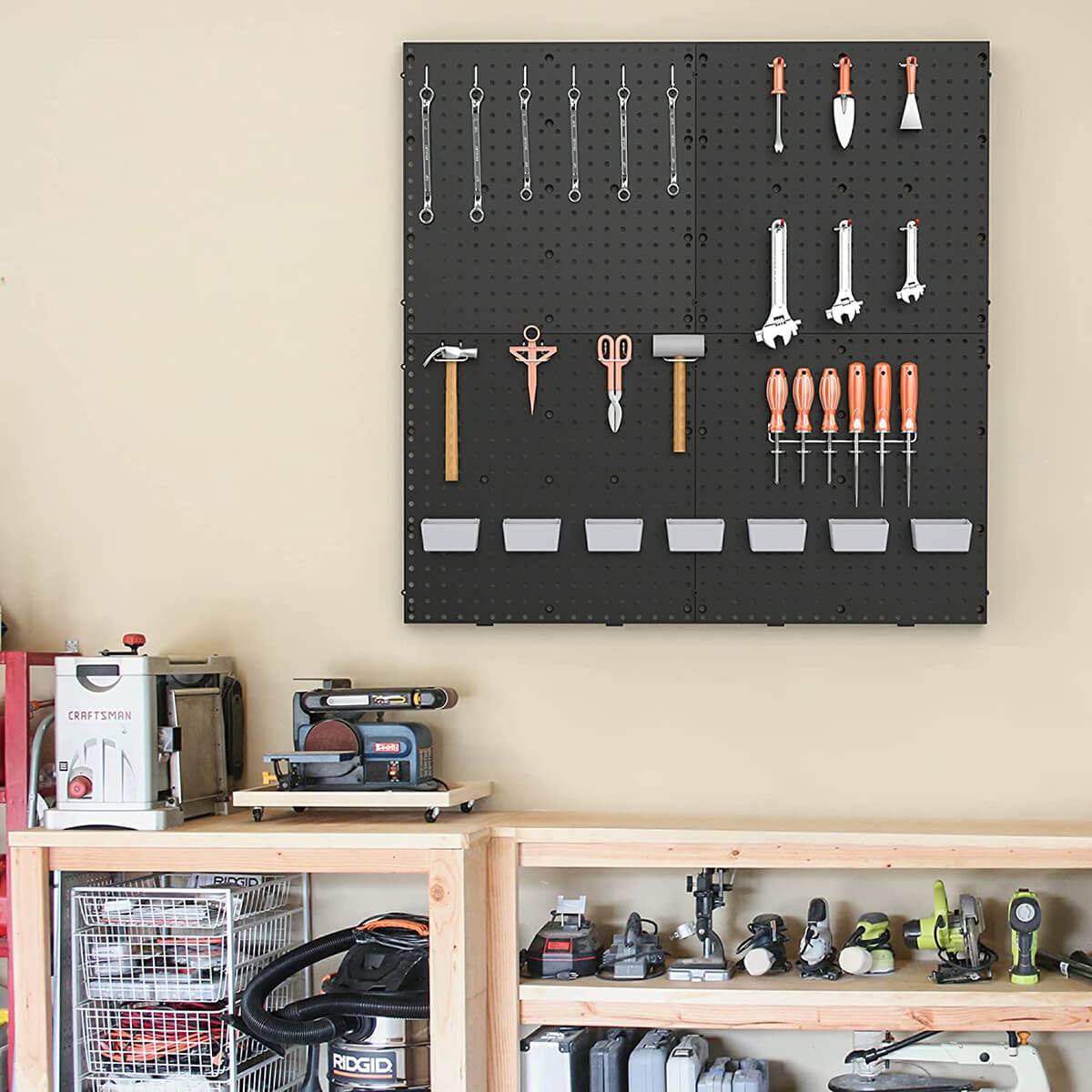 TNINE Black Plastic Pegboard Wall Organizer