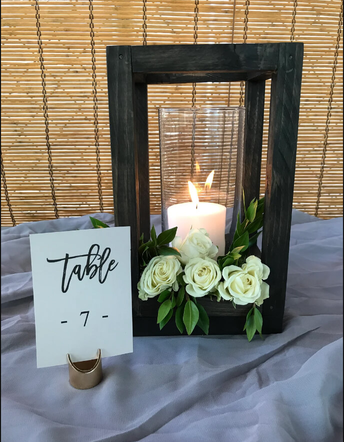 Handmade Dark Wooden Table Lantern