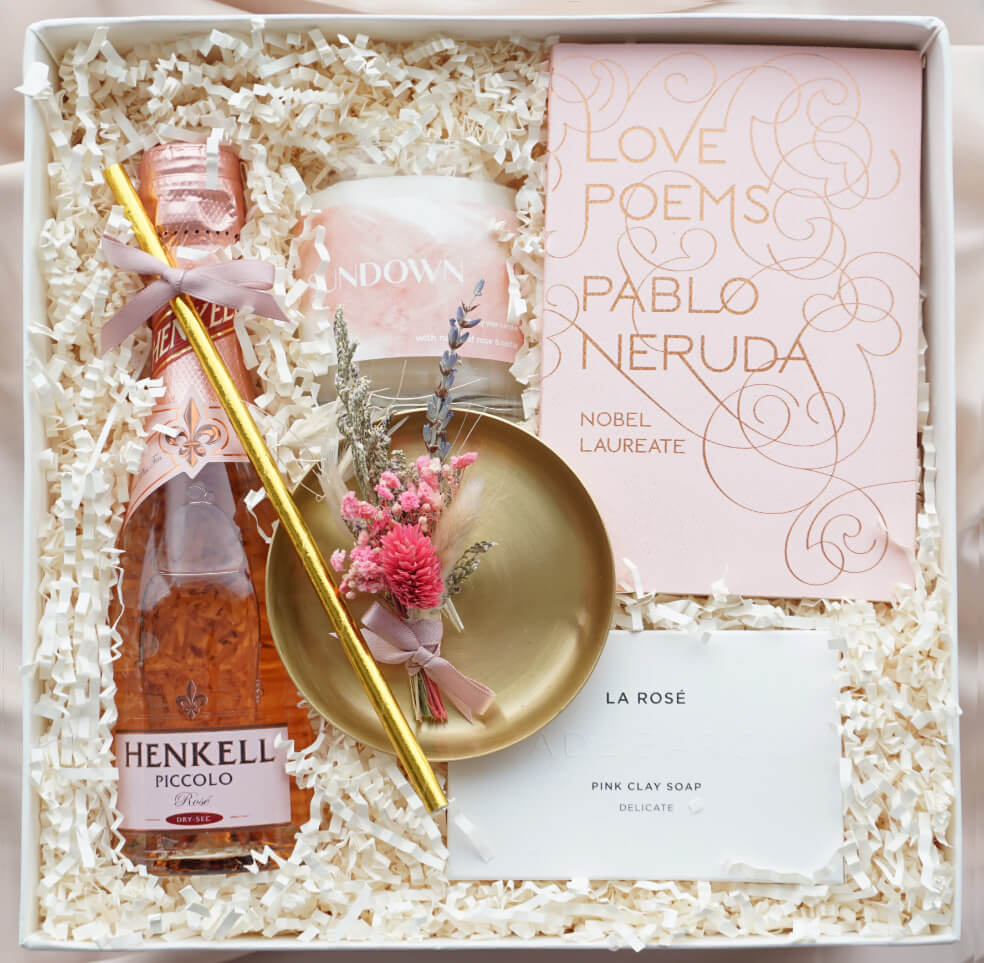 Rose-Themed Bridesmaid Proposal Box with Rosé