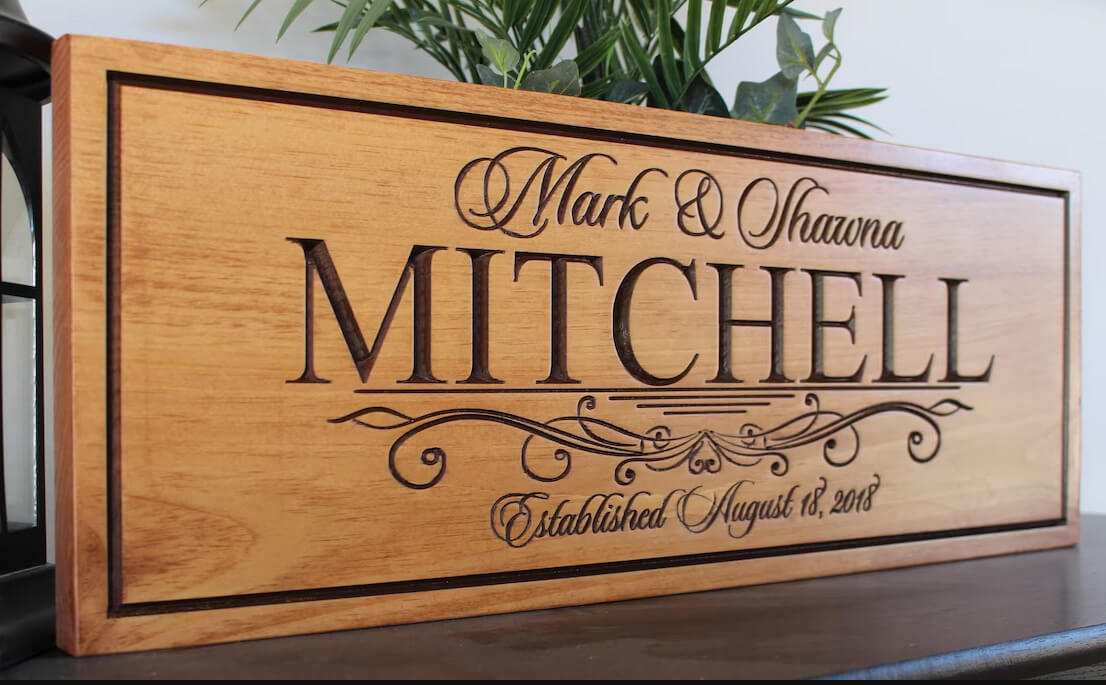 Personalized Engraved Wedding Gift Sign