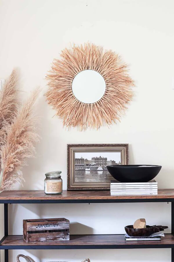 Boho Raffia Sunburst Mirror Design