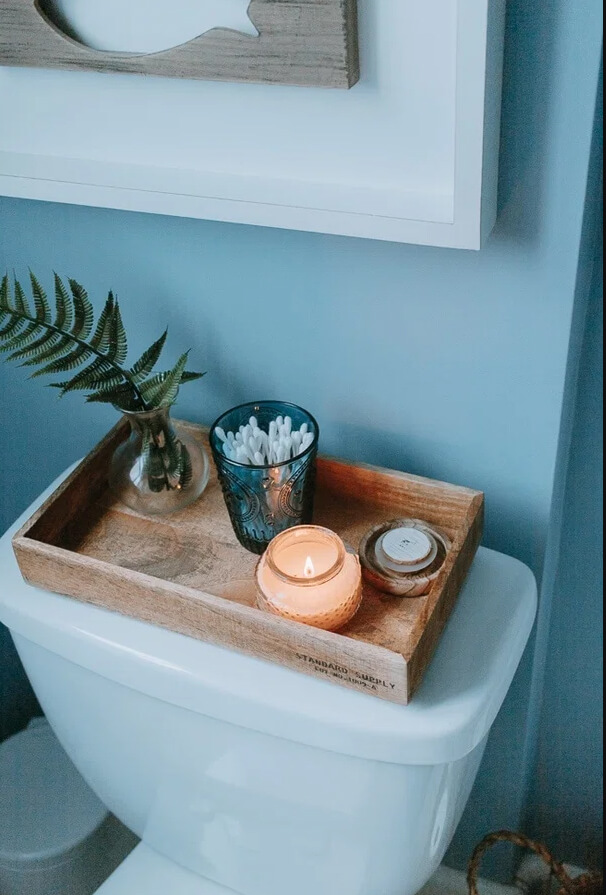 Simple Bathroom Tank Wooden Tray