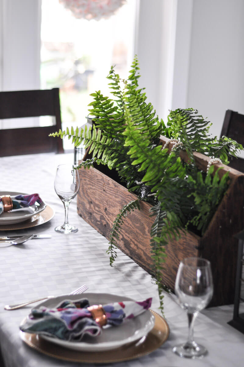 Wooden Toolbox and Boston Fern Centerpiece