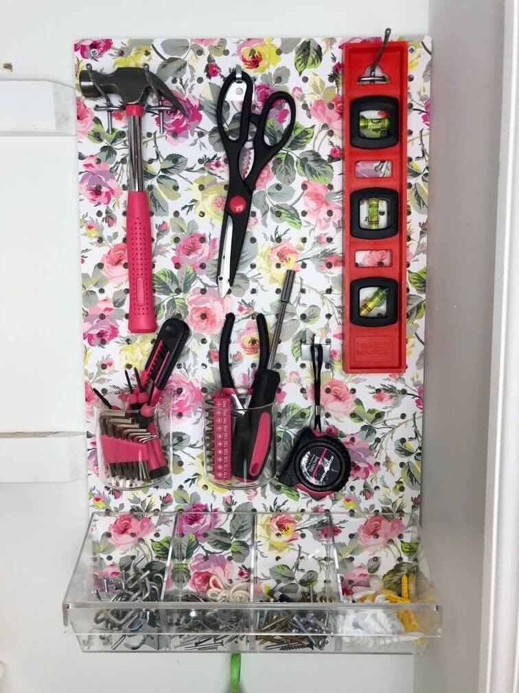 Upgrading a Pegboard with Floral Vinyl