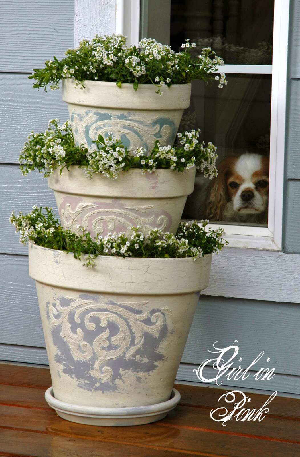 Stacked Hand-Painted Flower Pot Design