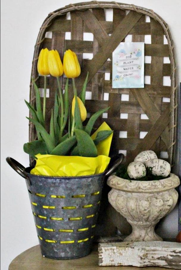 Lovely Springtime Tulip Vignette Display