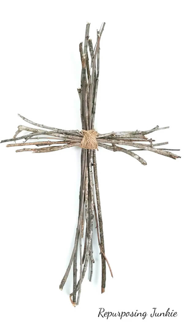 Simple Twig Cross Religious Easter Decoration