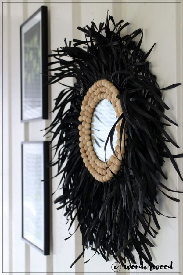 Trendy Boho Raffia Mirror Decor