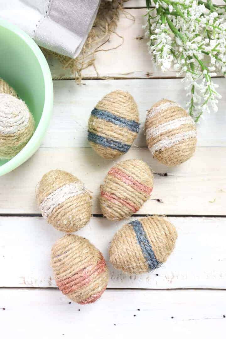 Farmhouse Twine Styled Easter Eggs