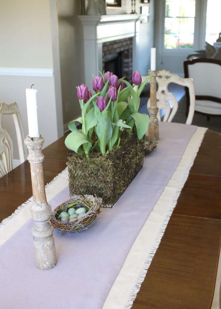 Flowers and Nest Easter Centerpiece
