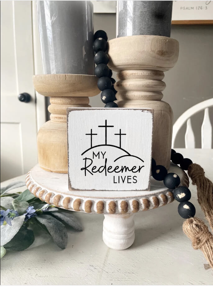 Religious Easter Decoration Wooden Sign
