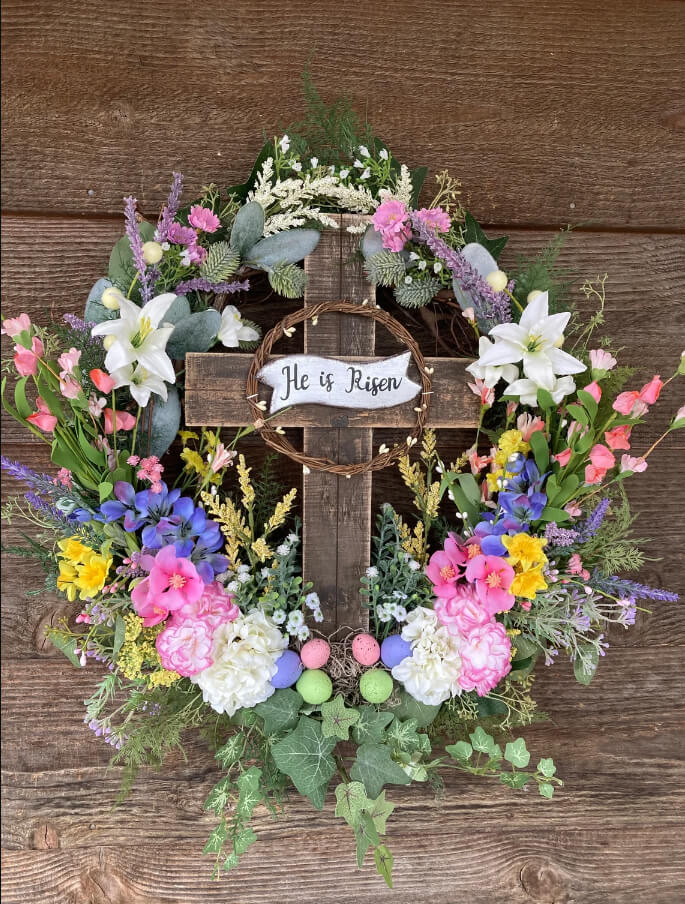 Easter Wreath Overflowing with Springtime Flowers