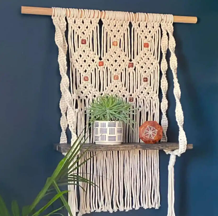 Beautiful Macrame Hanging Wall Shelf