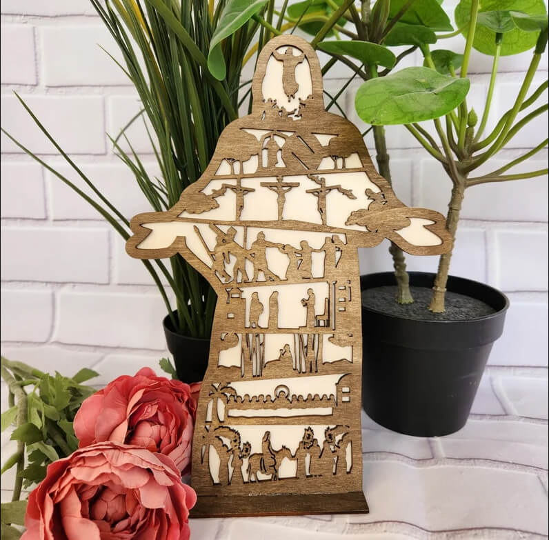 Laser-Cut Resurrection Story Jesus Decoration