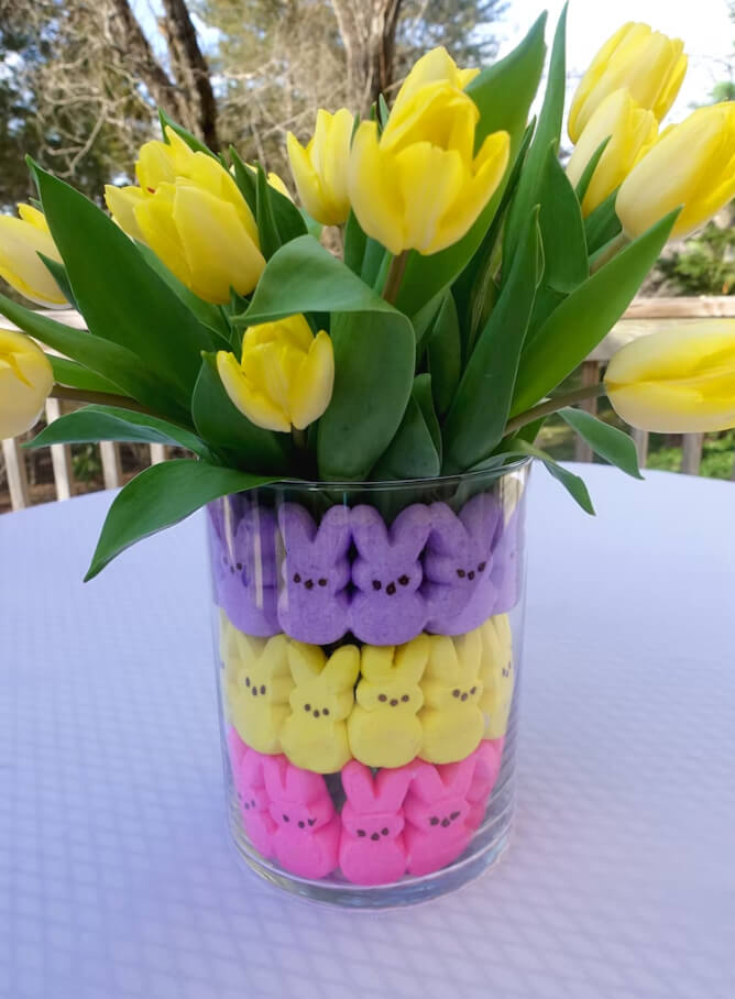 Marshmallow Peeps Floral Centerpiece Idea