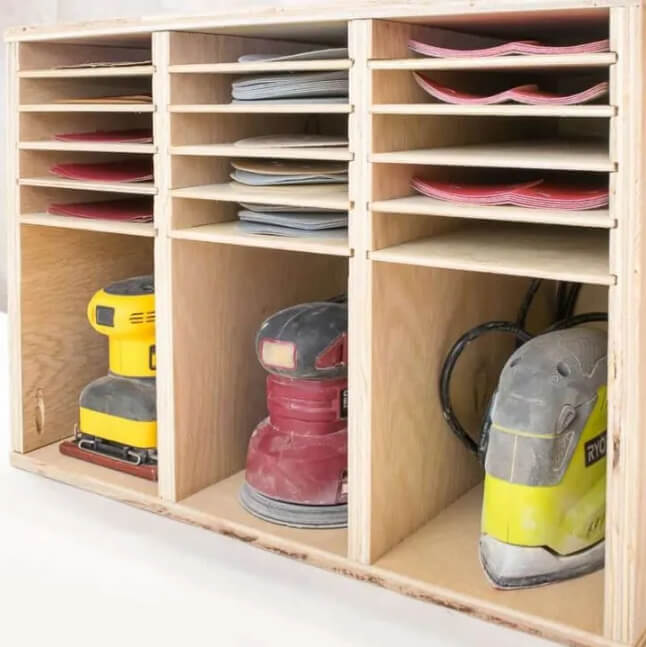 Unique Wall-Mounted Sandpaper and Sander Storage Rack