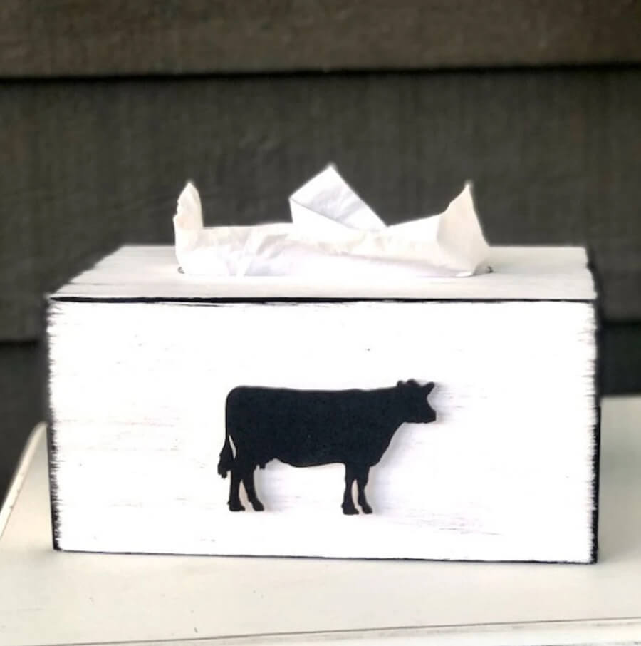 Distressed Wood Tissue Box Cover