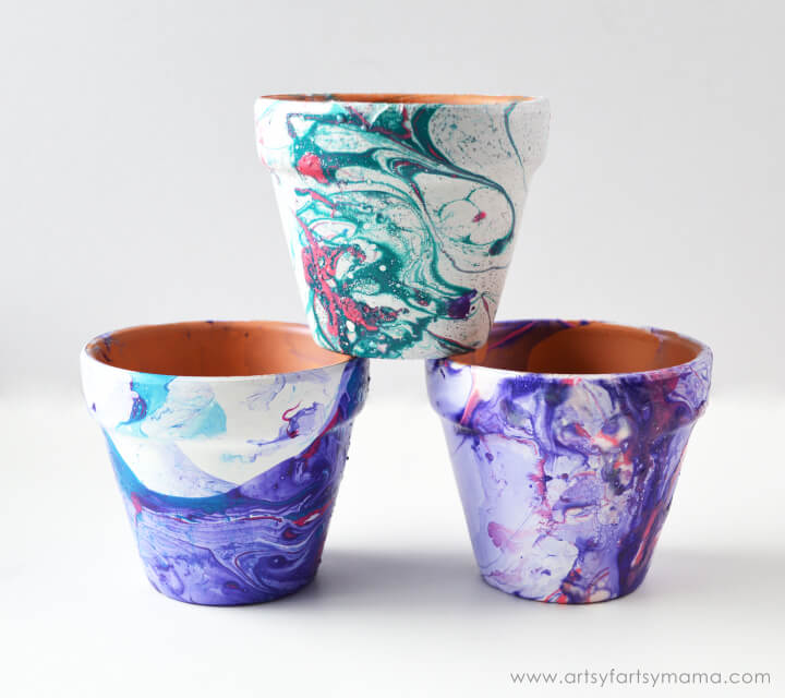 How to Make Galaxy-Style Marbled Flowerpots
