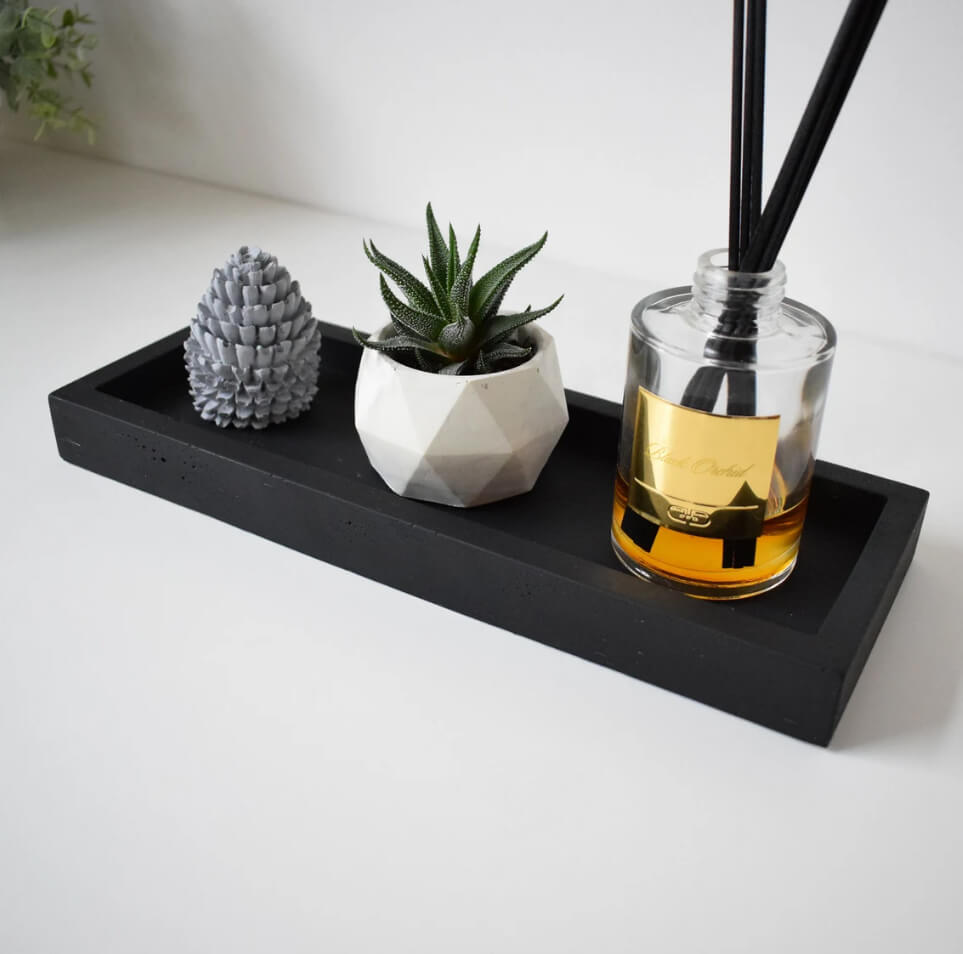 Rectangular Black Concrete Reca Tray