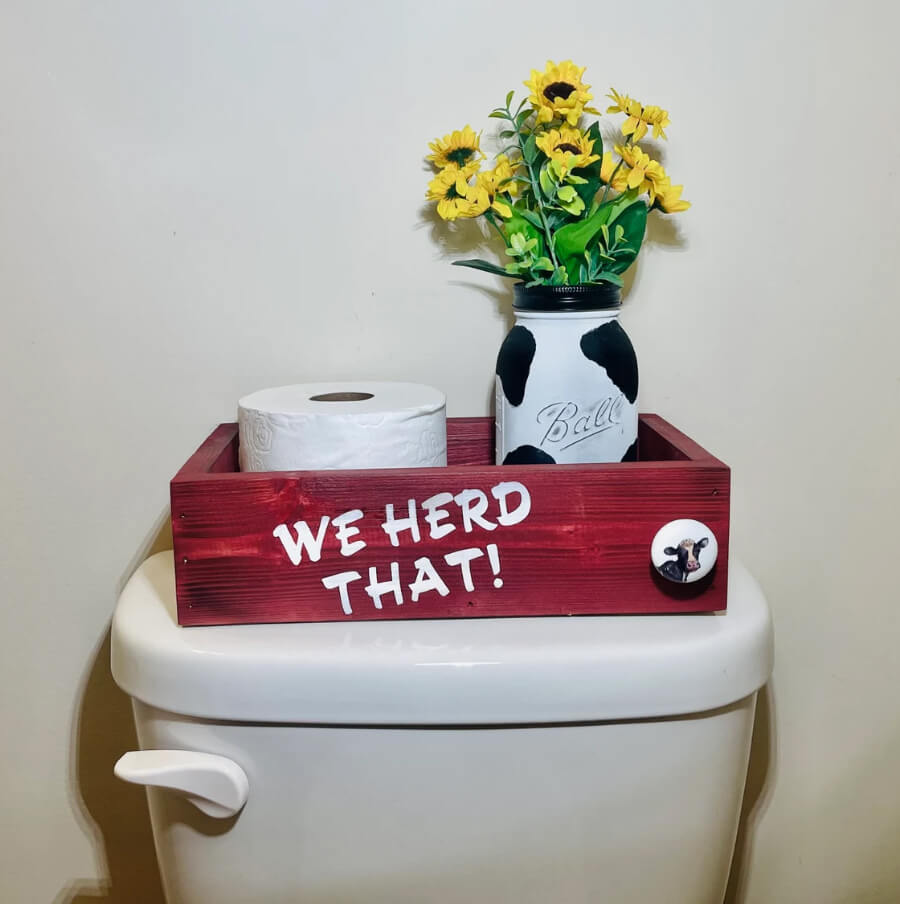 Rustic Toilet Topper Complete with a Pun