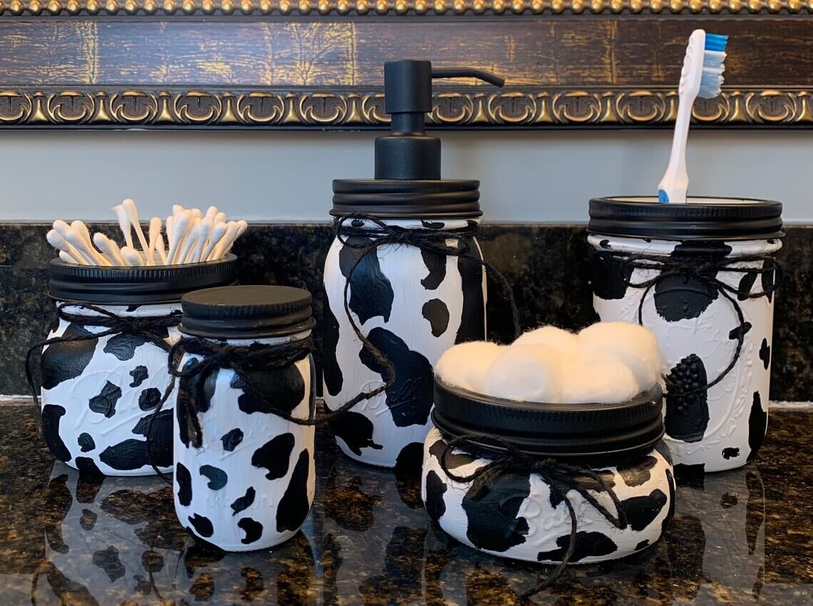 Countertop Cow Print Canning Jar Collection