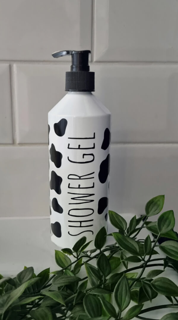 Environmentally-Friendly Refillable Cow Print Shower Dispensers