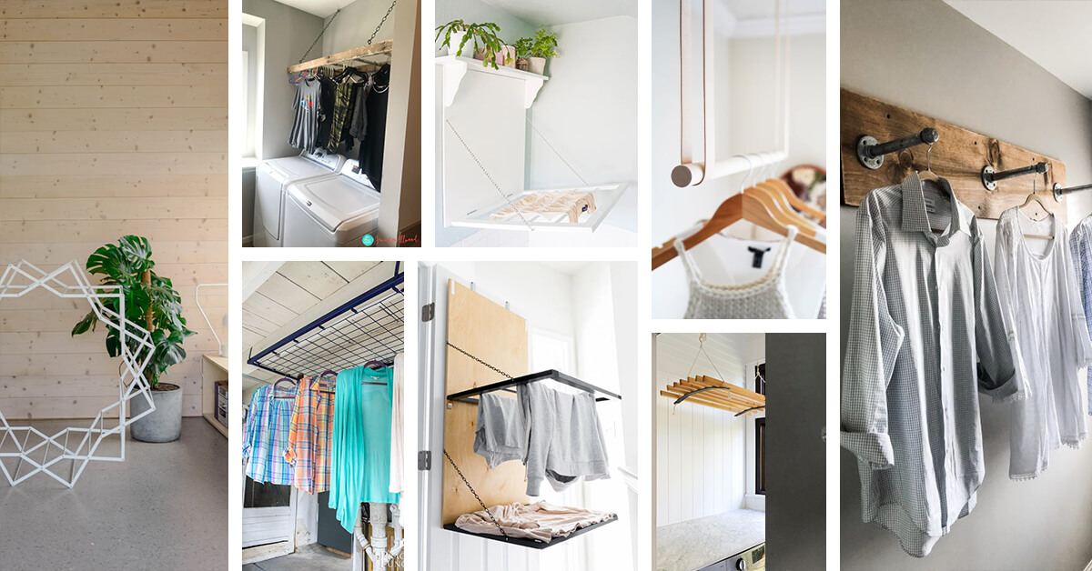 Featured image for “19 Tasteful DIY Drying Racks for a Cohesive Laundry Room”