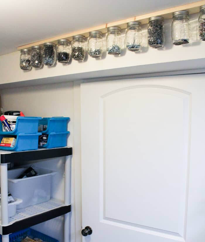 Unique Overhead Storage Rack with Canning Jars