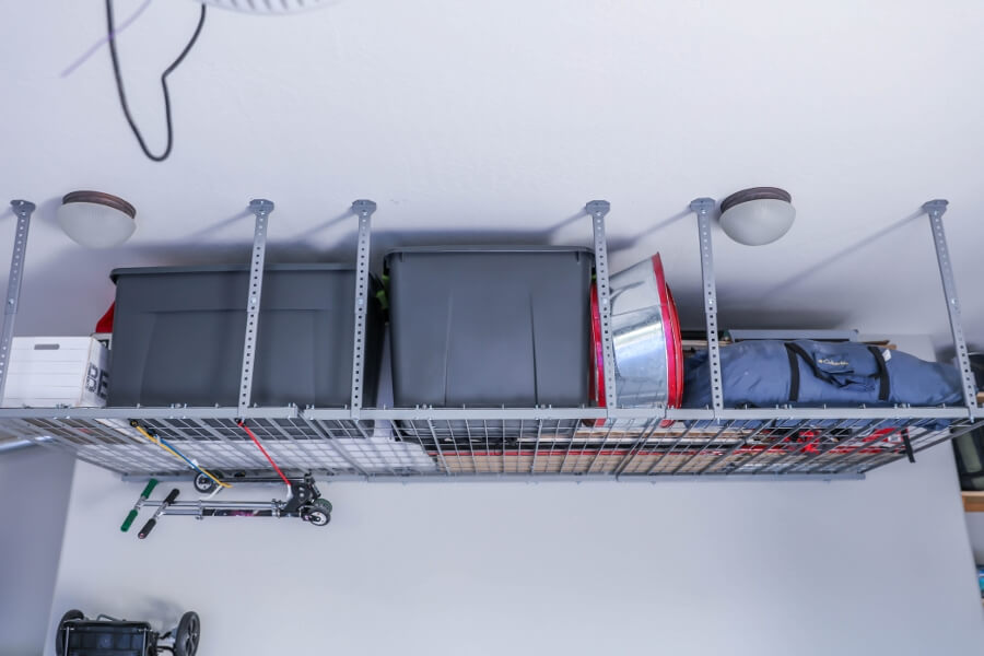 Brackets and Mesh Overhead Garage Storage