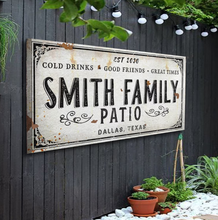 Personalized Farmhouse-Style Wrapped Canvas Patio Sign