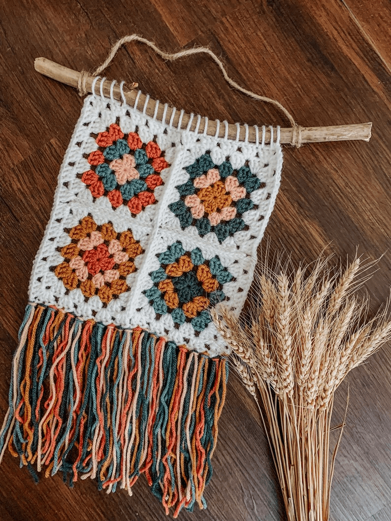 Colorful Granny Square Wall Hanging Pattern