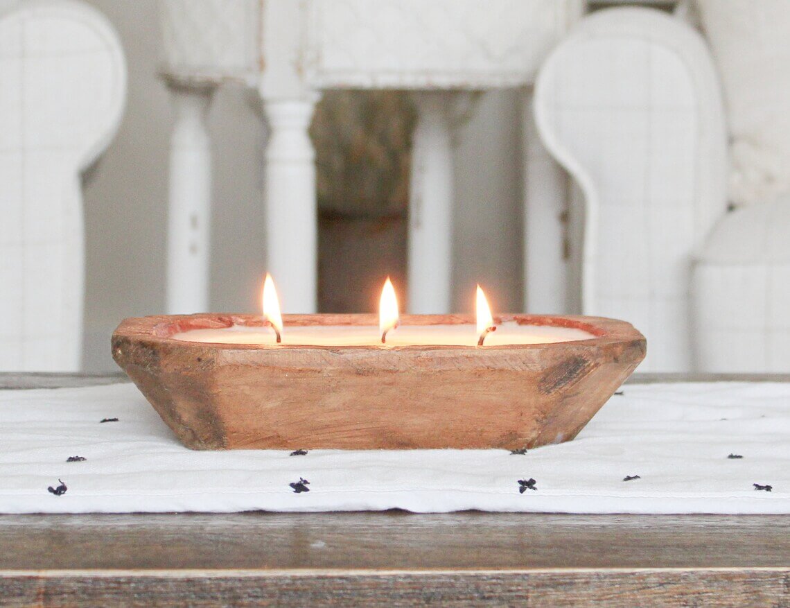 Stunning 3-Wick Dough Bowl Candle